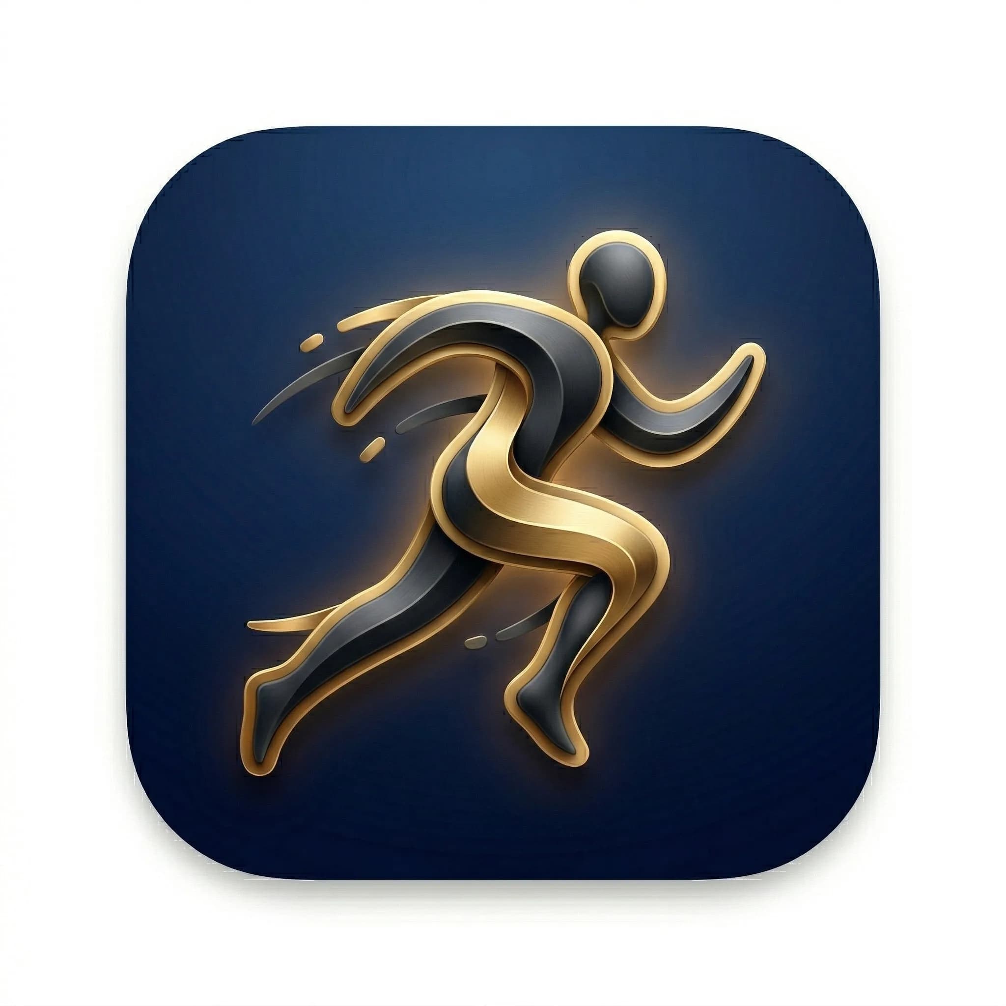 Sample preview of a gold metallic running icon